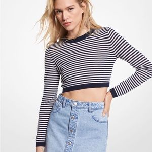 MICHAEL MICHAEL KORS
Striped Stretch Merino Wool Cropped Sweater Size S ($155)